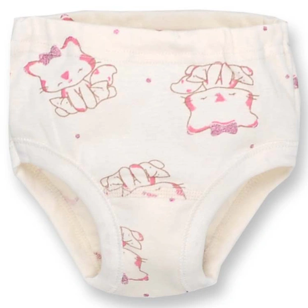 Труси класичні для дівчинки, 98-116см, Рібана, молочний з принтом фото Татошка