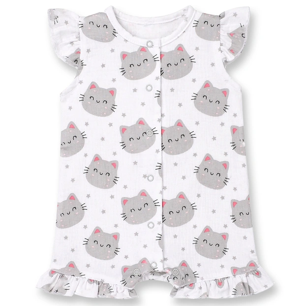 Пісочник для дівчинки, 62-68см, муслін 100% бавовна, білий з принтом фото Татошка