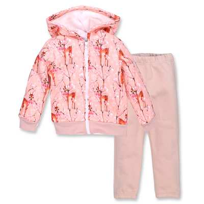 Комплект дитячий для дівчинки, р.98-146 см, тринитка підчос, рожевий з принтом