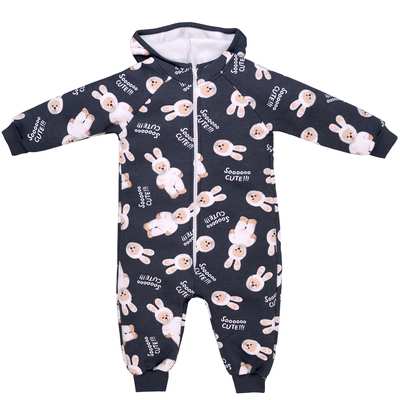 Дитячий комбінезон уні р.80-86 см, футер тринитка, сірий з принтом