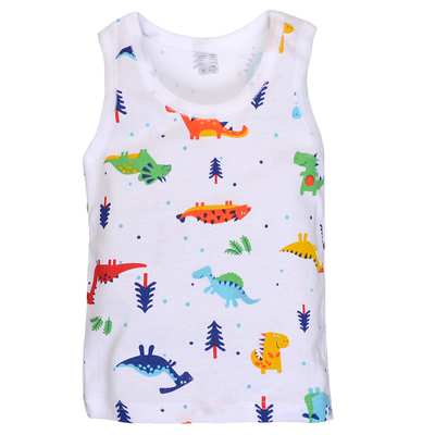 Дитяча майка для хлопчика, р.92-122 см, рібана, біла з принтом