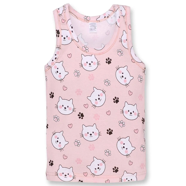 Дитяча майка для дівчинки, р.80-134 см, рібана, рожева з принтом фото Татошка