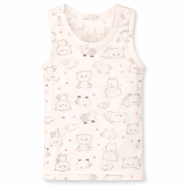 Дитяча майка для дівчинки, р.80-122 см, рібана, молочний з принтом фото Татошка