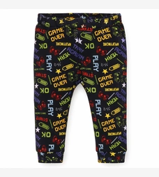 Дитячі штани для хлопчика , р.92 см, кулір з еластаном, чорні з принтом фото на tatoshka.ua