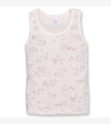 Дитяча майка для дівчинки, р.74-116 см, рібана, молочний з принтом фото на tatoshka.ua