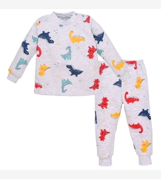 Дитяча піжама уні, р.80-122 см, футер , сірий меланж з принтом фото на tatoshka.ua