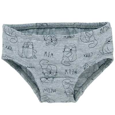 Труси для дівчинки, 98-104см, кулір з еластаном, сірий меланж з принтом