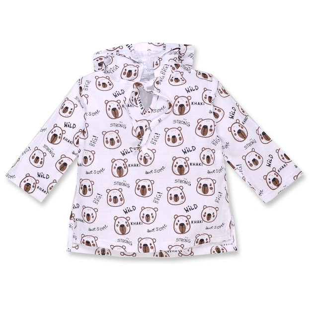 Дитяча туніка, р.80-110 см, муслін ,білий з принтом фото Татошка