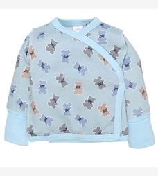 Распашонка уни, 56-62 см, интерлок 100% хлопок, голубая с принтом фото на tatoshka.ua