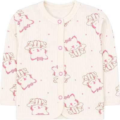 Дитяча кофточка для дівчинки, р.68-86 см, інтерлок рапорт, молочний з принтом