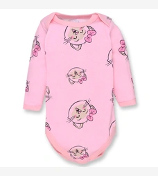 Боді для дівчинки, 74-92 см, рібана 100% бавовна, рожева з принтом фото на tatoshka.ua