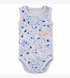 Боді-майка уні, 80-92см, рібана 100% бавовна, сірий меланж з принтом фото на tatoshka.ua