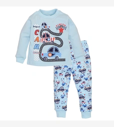 Дитяча піжама для хлопчика, р.80-134 см, інтерлок , блакитна з принтом фото на tatoshka.ua