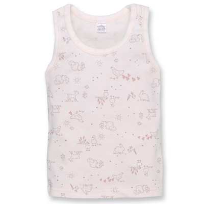 Дитяча майка для дівчинки, р.74-116 см, рібана, молочний з принтом