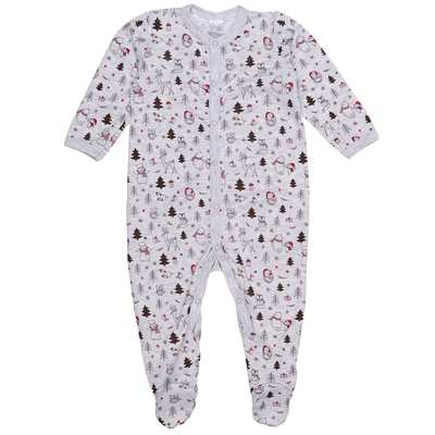 Дитячий комбінезон уні, р.68-74 см, інтерлок, сірий з принтом