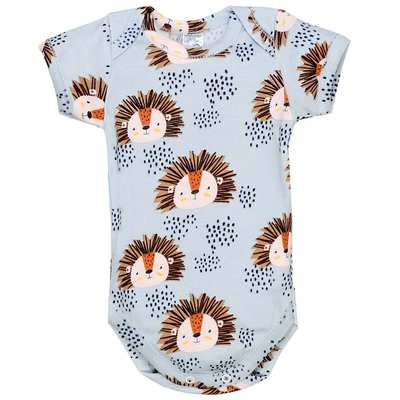 Боді уні, 68-98 см, рібана 100% бавовна, блакитна з принтом