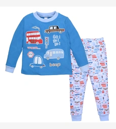 Дитяча піжама для хлопчика, р.92-128 см, інтерлок , блакитна з принтом фото на tatoshka.ua