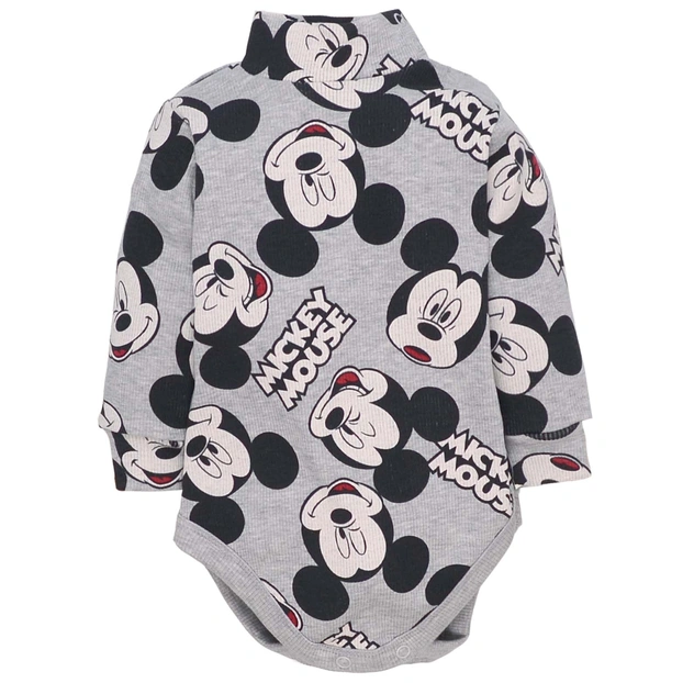 Детское боди-гольф с длинным рукавом, р.68-92 см, кашкорс с начесом, серый с принтом. фото Татошка