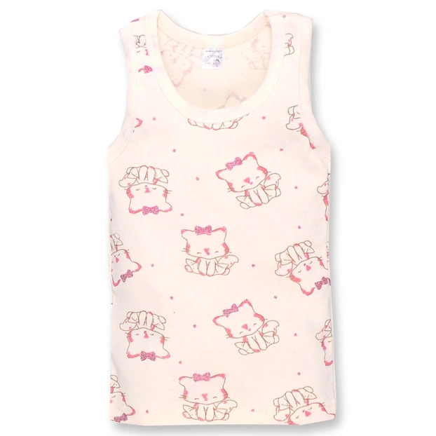 Дитяча майка для дівчинки, р.74-134 см, рібана, молочний з принтом фото Татошка