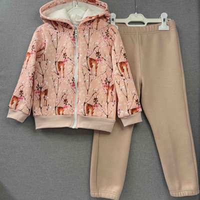 Комплект дитячий для дівчинки, р.98-146 см, тринитка підчос, рожевий з принтом