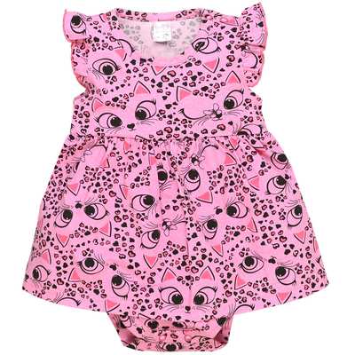 Боди для девочки, 68-92см, кулир с эластаном, розовый с принтом