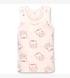 Дитяча майка для дівчинки, р.74-134 см, рібана, молочний з принтом фото на tatoshka.ua