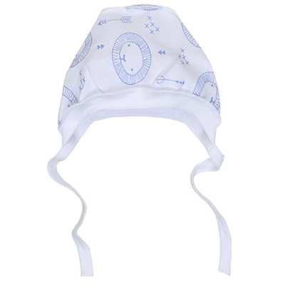 Дитячий чепчик уні, рібана, білий з принтом