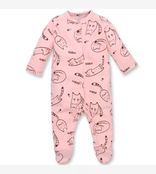 Дитячий комбінезон для дівчинки, р.62-74 см, інтерлок 'рапорт', рожевий з принтом фото на tatoshka.ua