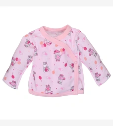 Распашонка для девочки, 50-62 см, интерлок 100% хлопок, розовый с принтом фото на tatoshka.ua