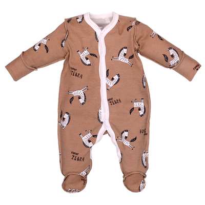 Дитячий комбінезон уні, р.50-56 см, інтерлок, коричневий з принтом