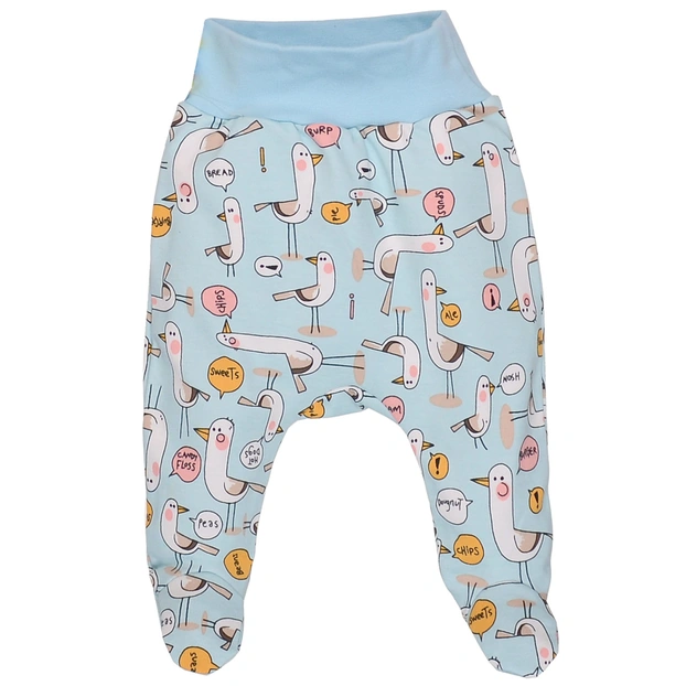 Повзунки на резинці уні, 50-62см, інтерлок, блакитний з принтом фото Татошка