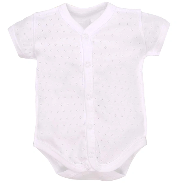 Детское боди с коротким рукавом уни, р. 56-68см, ажур, белая фото Татошка