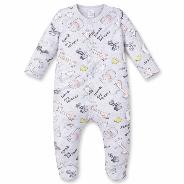 Детский комбинезон уни р.62-68 см, кулир, серый меланж с принтом. фото Татошка