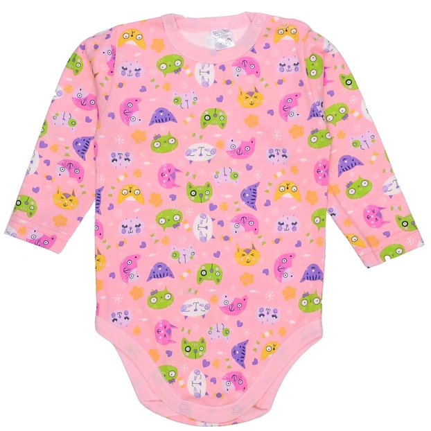 Детское боди с длинным рукавом для девочки, р. 68-92см, интерлок, розовое фото Татошка