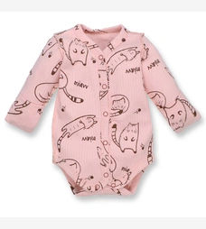 Напівкомбінезон для дівчинки, 56 см, інтерлок  рапорот, рожевий з принтом, ручка 'трансформер' фото на tatoshka.ua