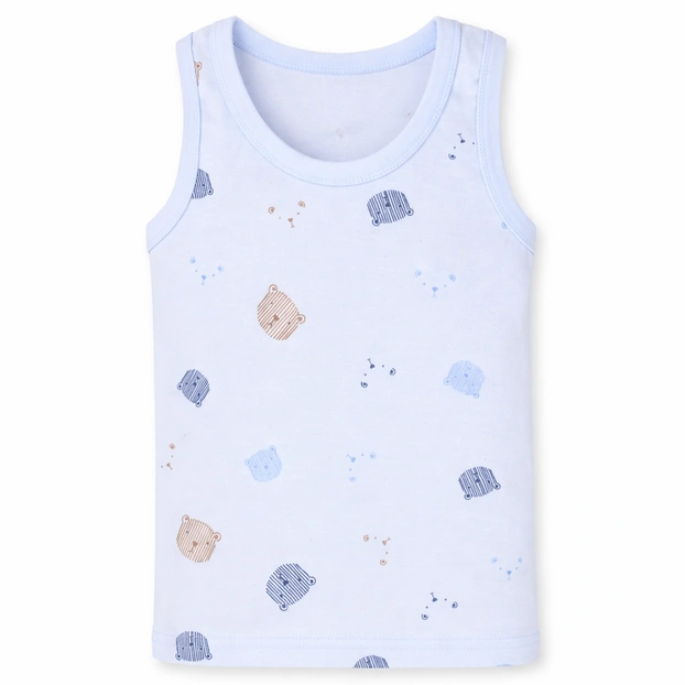 Дитяча майка для хлопчика, р.74-116 см, рібана, блакитна з принтом фото Татошка