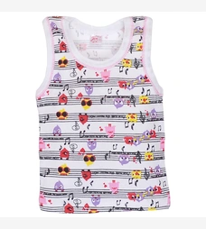 Дитяча майка для дівчинки, р.74-80 см, рібана, біла з принтом фото на tatoshka.ua