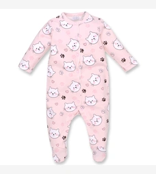 Дитячий комбінезон для дівчинки, р.62-74 см, інтерлок, рожевий з принтом фото на tatoshka.ua