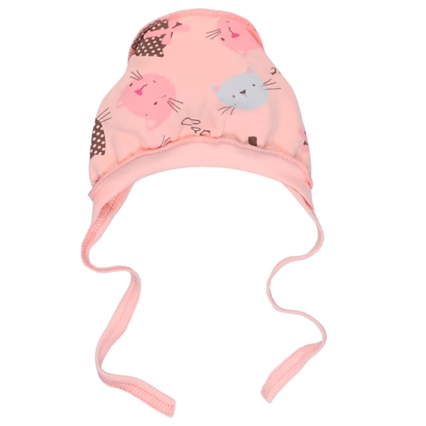 Детский чепчик для девочки, футер, розовый с принтом. фото Татошка