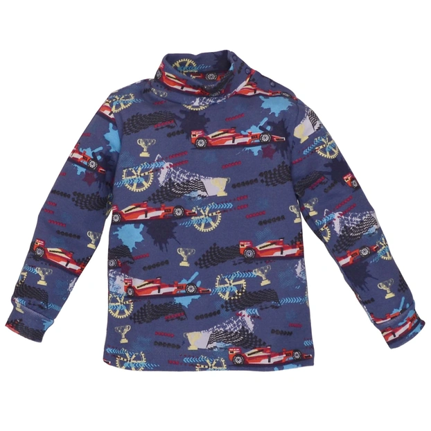 Дитячий гольф для хлопчика, р.86-116 см, рібана, синій з принтом фото Татошка