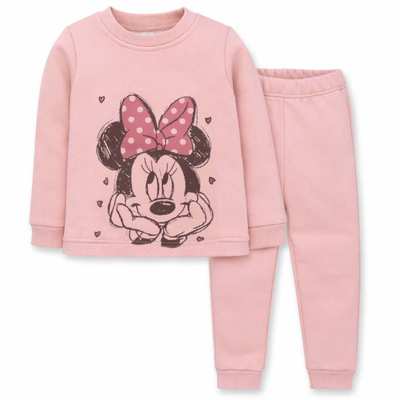 Комплект дитячий для дівчинки, р.104-146 см, тринитка підчос, рожева з аплікацією