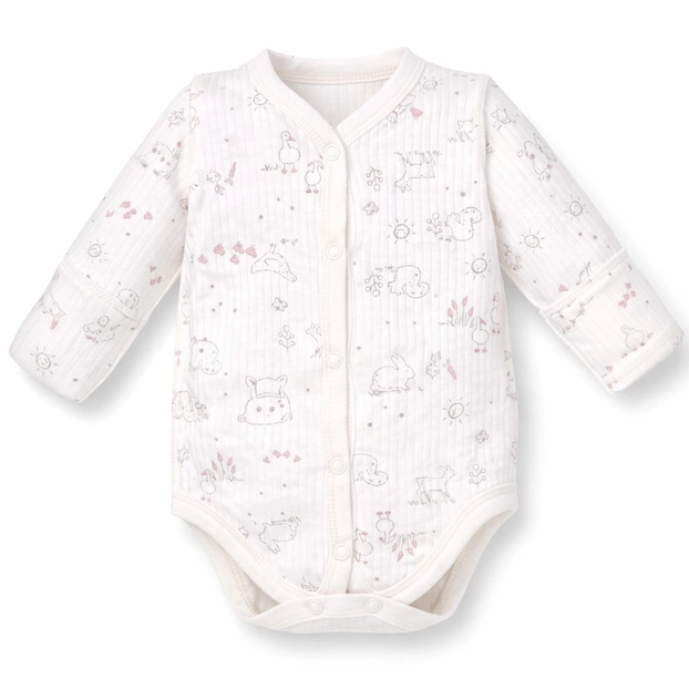 Напівкомбінезон уні, 62-68 см, інтерлок рапорот 100% бавовна,молочний з принтом фото Татошка