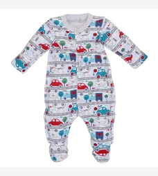 Дитячий комбінезон для хлопчика р.50-62 см, інтерлок, сірий з принтом фото на tatoshka.ua