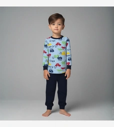 Комплект дитячий для хлопчика, р.92-116 см, футер тринитка, блакитний з принтом фото на tatoshka.ua