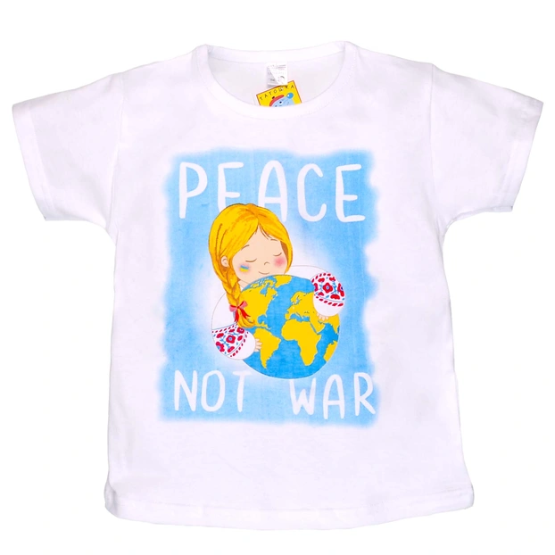 Футболка для дівчинки, р.110-122 см, кулір, біла з аплікацією фото Татошка