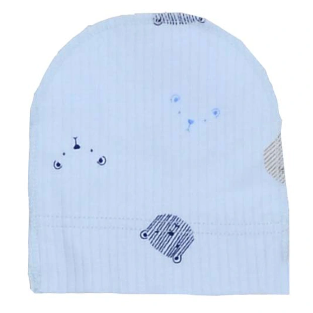 Дитяча шапочка, р.36-42 р, інтерлок рапорт, блакитна з принтом фото Татошка