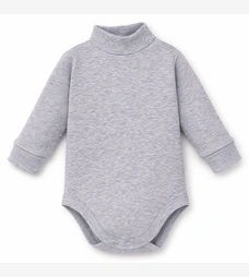 Дитяче боді-гольф з довгим рукавом, р.68-92 см, кашкорсе з начосом, сірий меланж фото на tatoshka.ua