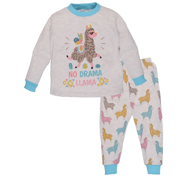 Дитяча піжама для дівчинки, р.86-164 см, щільний кулір , бежева з принтом фото Татошка