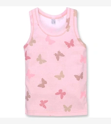 Дитяча майка для дівчинки, р.74-134 см, рібана, рожева з принтом фото на tatoshka.ua