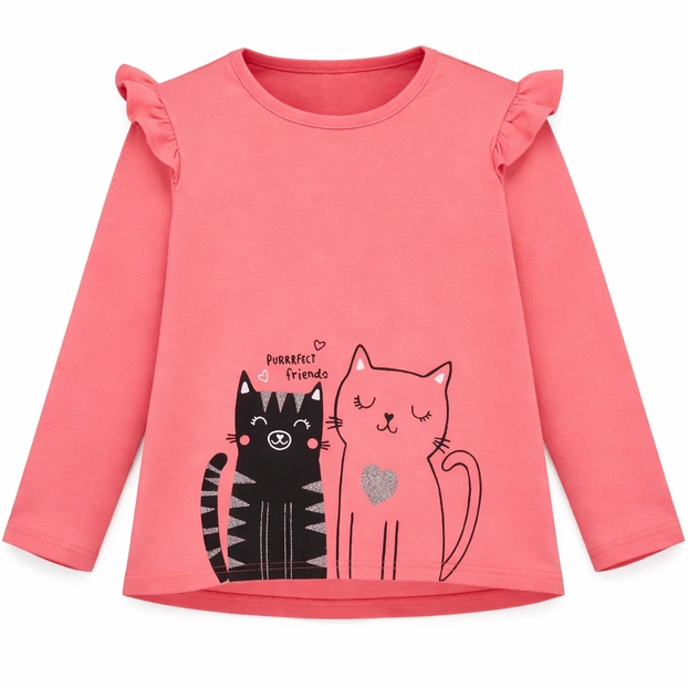 Дитячий джемпер для дівчинки , р.122-134 см, інтерлок, кораловий з аплікацією фото Татошка